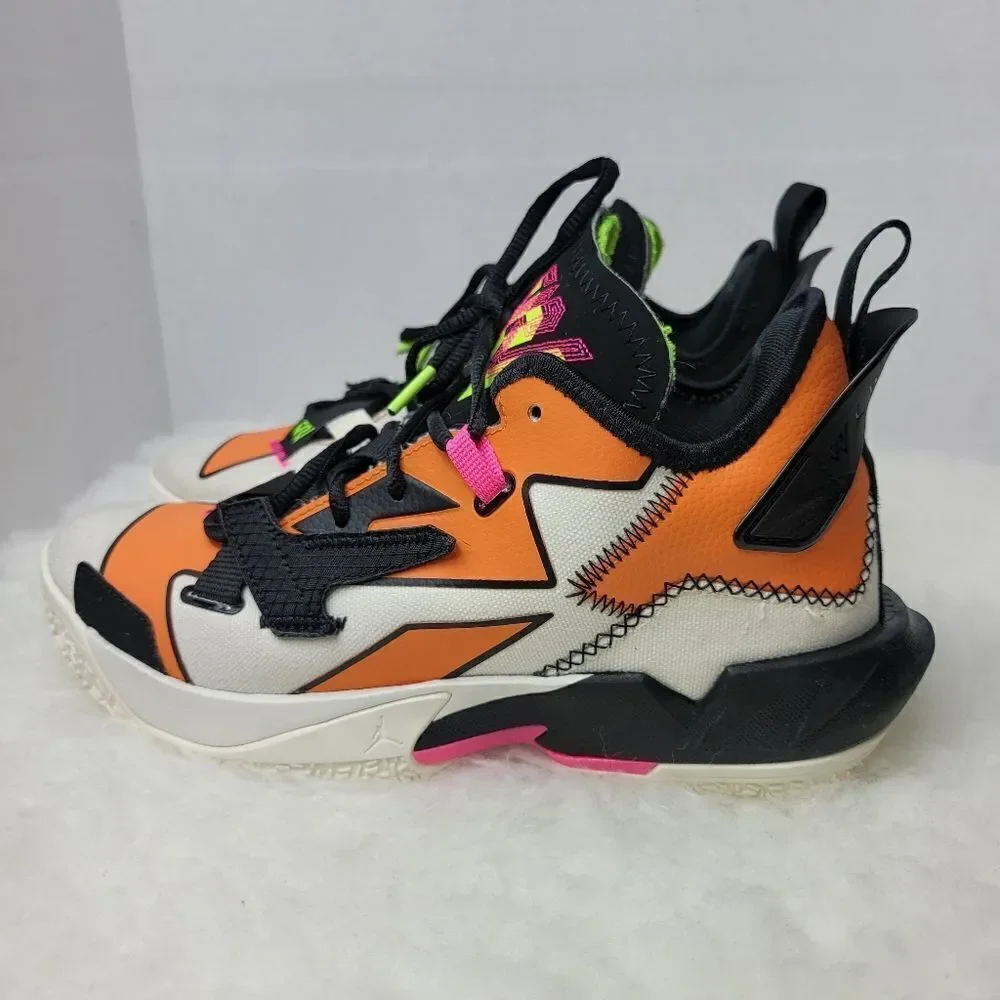 Nike Jordan Why Not Zero Mens Ivory Black Orange Fashion Sneakers Size 7